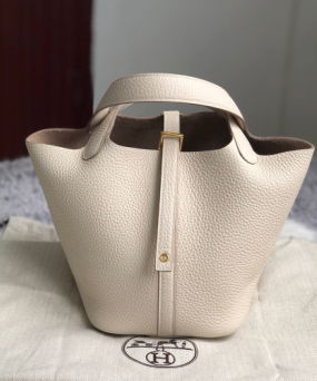 에르메스 피코탄18 화이트 금장 끌레망스 가죽